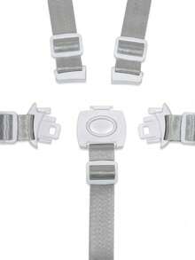 1件婴儿可调节长度五点式/三点式安全带，带白色扣环，兼容婴儿推车、餐椅、增高座椅、汽车安全座椅，适用于Prima、Pappa、Zero3、Peg、Perego、Siesta、Tatamia、Stokke、Tripp、Trapp系列 - 灰色 - 查看 6