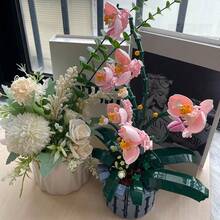 1000+Pcs Realistic Phalaenopsis Orchid Flower Bouquet Model Building Blocks Set, With Flower Pot, Artificial Plants, Home Office Decor, Ideal Gift For Flower Lovers, Christmas, Easter, Mother's Day, Holidays, Birthdays - Multicolor - View 6