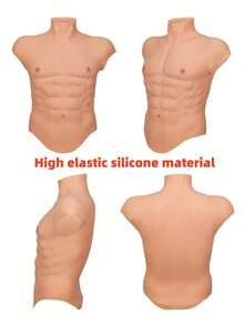 硅胶腹肌块套装，性感高领背心式肌肉套装，逼真六块腹肌，S/M码，多种颜色可选，适合异装癖、变装表演、影视演出、居家使用和角色扮演。 - 彩色 - 查看 1