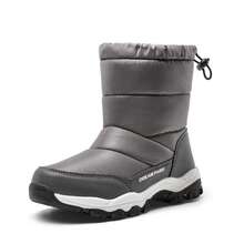 Kids Lightweight Slip-Resistant Snow Boots For Boys & Girls | Waterproof Mid-Calf Winter Shoes For Kids - 灰色 - 查看 5