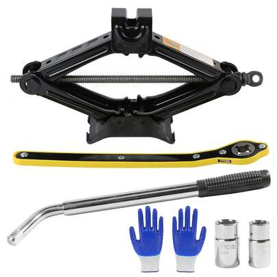 Scissor Jack, 2.5 Ton/5512 Lbs Scissor Car Jack, 3.7"-17.1" Lifting Range Scissor Lift Jack With Ratcheting Handle And L-Wrench, Portable Tire Jack For Cars Trucks Sedans MPVs