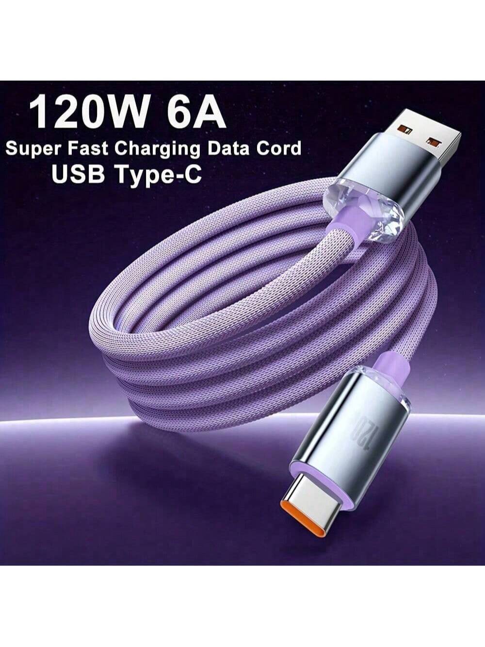 كابل شحن سريع جدًا 120 واط من نوع USB C، سلك شحن و...