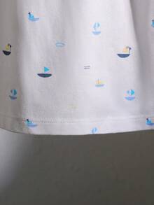 Áo thun polo tay ngắn in hình thuyền buồm thường ngày cho bé trai, mùa hè - trắng - Xem 6