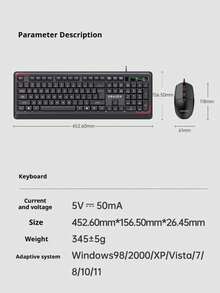 Lenovo KM201 Wired Keyboard And Mouse Combo, Suitable For Laptops, Desktops And Office Use