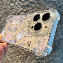 Funda para iPhone 17/17 Pro/17 Pro Max/16/16 Pro/16 Pro Max con diseño de flores moradas, que ofrece excelente absorción de impactos y mejor protección contra caídas. Fabricada con material TPU suave que cubre por completo y cuenta con cojines de aire en cada esquina. - transparente - Ver 4