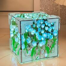 DIY Tulip Cube Mirror Lamp, With Over 30 Tulip Night Lights, Handmade, Like A Magic Lamp, Can Be Placed On Bedroom Or Living Room Desk, A Birthday Gift For Mom, Lover Or Friend, Also A Great Christmas Gift (DIY, Not A Finished Product) - Multicolor - View 17