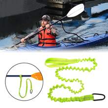 Kayak Paddle Leash Stretchable Strap  Hook Lanyard Cord Tie Boat Rope For  Kayaking Boating Canoeing - Green - View 6
