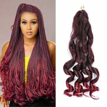 18/24/30 Inch 1 Pack French Curly Fluffy Wavy Elastic Braided Wigs, Pre-Stretched Braided Wigs With Curly Ends, Red Yaki Curly Wigs Suitable For Hair Extensions (Tbug), Halloween - Red - View 14