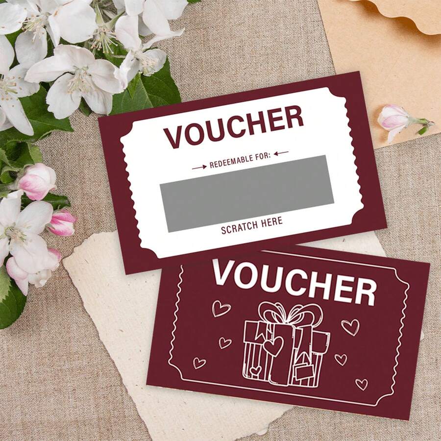 12/36 张优惠券主题爱心刮刮卡，惊喜，抽奖，游戏，生日，节日礼品卡，纸质 - 彩色 - 查看 1