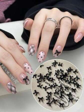 50 st svarta rosettdekorationer för nagelkonst DIY-nageltillbehör