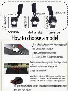 3 buah/Set Tarikan Resleting yang Dapat Digunakan Kembali, Ukuran Kecil/Sedang/Besar, Kepala Resleting Universal yang Dapat Dilepas untuk Pakaian dan Tas, Cocok untuk Jaket Olahraga - MultiWarna - View 11