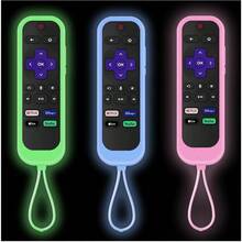 AWYY3Pack Case For  Roku TV RC280 Remote Battery Cover For Hisense Roku Remote Replacement Onn Roku Silicone Universal Sleeve Skin Glow In The Dark - GlowGreenGlowBlueGlowPINk - Xem 1