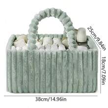 Flannel Diaper Storage Bag, Portable Diaper Bag, Handheld Diaper Bag For Baby Diapers - White - View 9