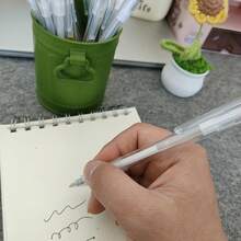 Six Art Highlighters, 0.5mm Bullet Tip, Waterproof, Quick-Drying, Yellow, Silver, And White Liner Pencils, Fluorescent Notes, DIY Art Creation And Decoration Pens. - 6 Silver - View 4