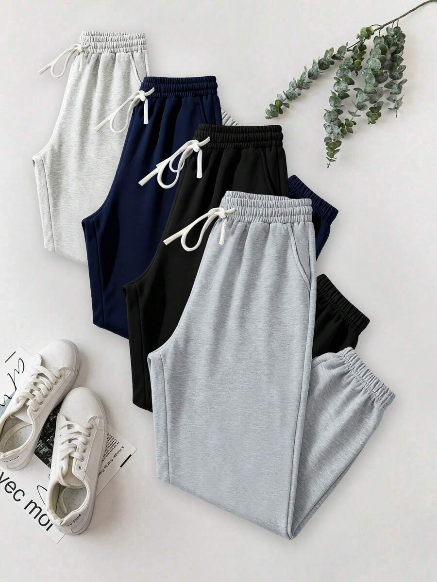 Blueplus Drawstring Casual And Versatile Sweatpants. The Drawstring Cuffs Provide Windproof Warmth. Suitable For Both Men And Women, Perfect For Everyday Wear At Home Or Outings. - 淺灰色 - 查看 1