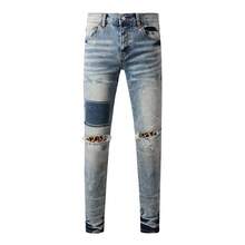 New  Stretchy Fashion Slim High-Street Ripped Jeans From Streetwear Brands - Màu xanh lam - Xem 4