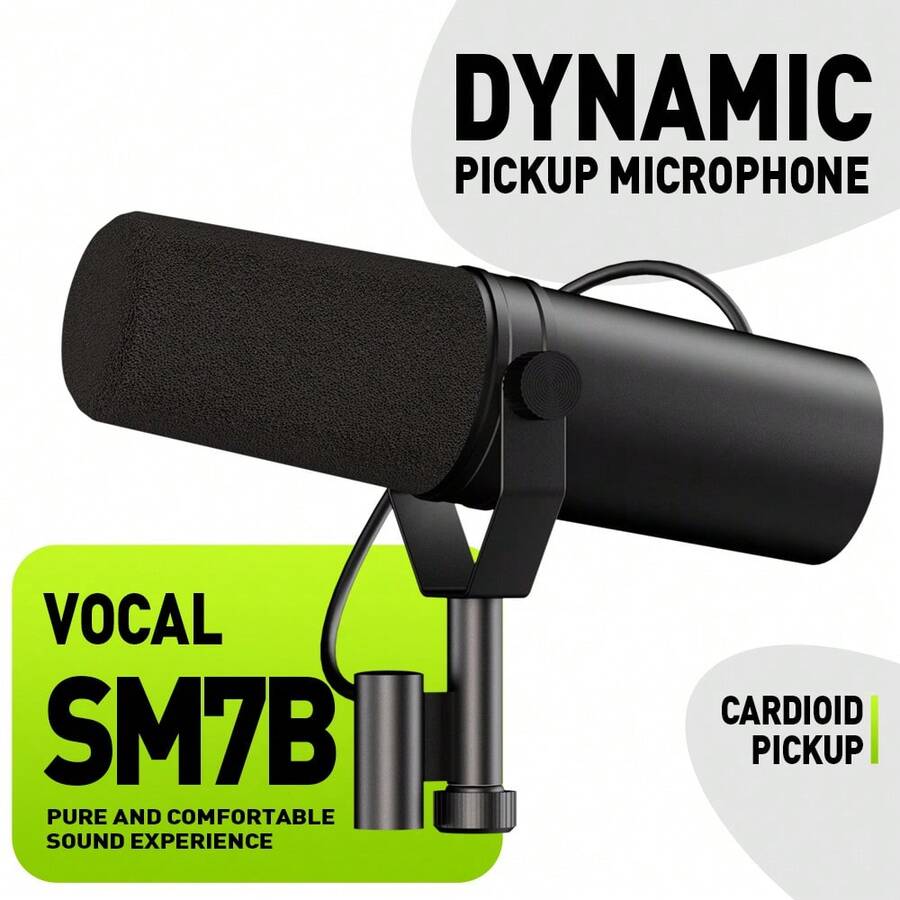 SM7B 专业动圈心形指向麦克风，录音棚可选频率响应，适用于现场人声录音和演出 - 黑色 - 查看 1