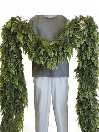 9FT Artificial Cedar Christmas Garland Real Touch Realistic Soft And Thickness Garland Faux Full Greenery Holiday Garland For Mantel, Fireplace, Front Door, Indoor Outdoor Xmas Decoration- Home Winter Holiday Party Decor Home Decor Christmas Decorations Room Decor