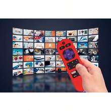 Funda de silicona de color para el control remoto de Roku Streaming Stick 4k, Roku Express 4K+ y control remoto de voz oficial de Roku RCA1R 2023 Roku Express con cordón (Azul) - Azul - Ver 4