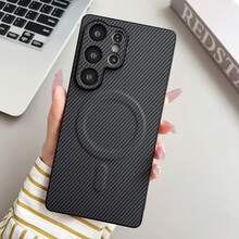 Luxury Fashion Carbon Fiber Pattern Phone Case - Magnetic Wireless Charging Compatible Compatible With IPhone 17Promax 17Pro 17 Air Compatible With Samsung Galaxy S25Ultra S24Ultra S23Ultra S22Ultra , Full Coverage Shockproof Protective Cover - Black - View 5