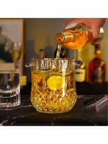 1pc Elegant Transparent Ice Bucket With Handle - Fashionable Portable Beverage Cooler, Suitable For Parties And Events - Clear - View 8