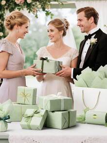 36 tờ giấy lụa màu xanh lá cây nhạt, 50x70cm, giấy gói quà số lượng lớn, thích hợp để gói quà, hoa, đồ thủ công tự làm, trang trí tiệc, đám cưới, tiệc mừng em bé, ngày lễ, sinh nhật, kỷ niệm. - màu xanh lá - Xem 3