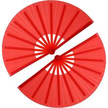 13inch Large Rave Fan Popping Fan Clacking Fans For Line Dancing,Hand Fans For Women Foldable,Boots On The Ground Fan,Portable For Outdoor,Wedding,Party,Decoration(Red+Black Ribs,1 Pack) - 紅色 - 查看 8