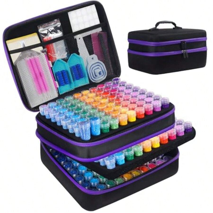 Diamond Painting Storage Containers 60 Slots Accessories And Tools Portable Diamond Painting Organizer Shockproof Diamond Art Storage Case Jewelry Beads Storage Box - X Lớn - 240 Hũ - Xem 1