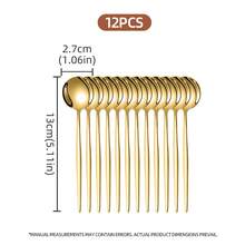 [ Stainless Steel Golden Spoon Set] Essential For Breakfast And Afternoon Tea! Pairs Perfectly With Yogurt Bowls/Baked Goods, And Looks Great. Whether You're Enjoying Cereal And Fruit Or Brewing Tea And Coffee, It Adds An Elegant Touch To Your Table. High-Quality, Durable Material Is The Ideal Choice To Elevate Your Lifestyle! - - - View 8