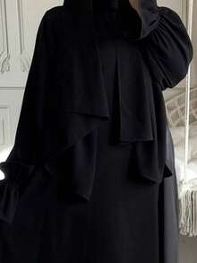 1pc Nida Fabric Scarf Attached Abaya Khimar, Suitable For Women's Daily Wear And Prayer, All Season