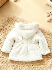 Toddler Girls' Padded Coat With Ear Decoration, Warm Winter Coat For Little/Medium Tween Girl - White - View 5