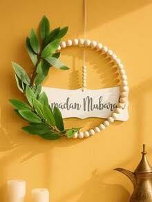 1pc Ramadan Crescent & Floral Wreath Wall Hanging Decor, Bohemian Style Ramadan Eid Mubarak Entryway Decoration, Suitable For Living Room, Bedroom, Hallway, Entrance - Multicolor - View 10