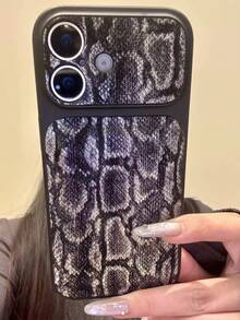 High-End Snake Skin Texture Protective Phone Case Compatible With Iphone 17 Pro Max, 16, 15, 14 Pro Max, 16 Pro Max, Soft Anti-Fall Cover For Men And Women, Autumn/Winter New Arrival - Silver - View 6