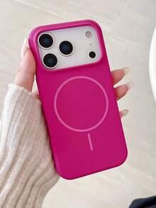 奢华亮面荧光液态硅胶手机壳，兼容 17 Air、16、15、14、13、12、17 Pro Max Plus，带磁吸软盖 - 漫月紅 - 查看 4