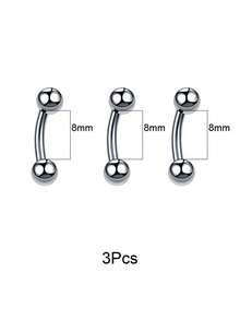 3Pcs/1Set Curved Barbell Eyebrow Ring, Stainless Steel Banana Bar Cartilage Earring, External Thread Hypoallergenic Tragus Helix Piercing Jewelry, Valentine Christmas Gift - Multicolor - View 13