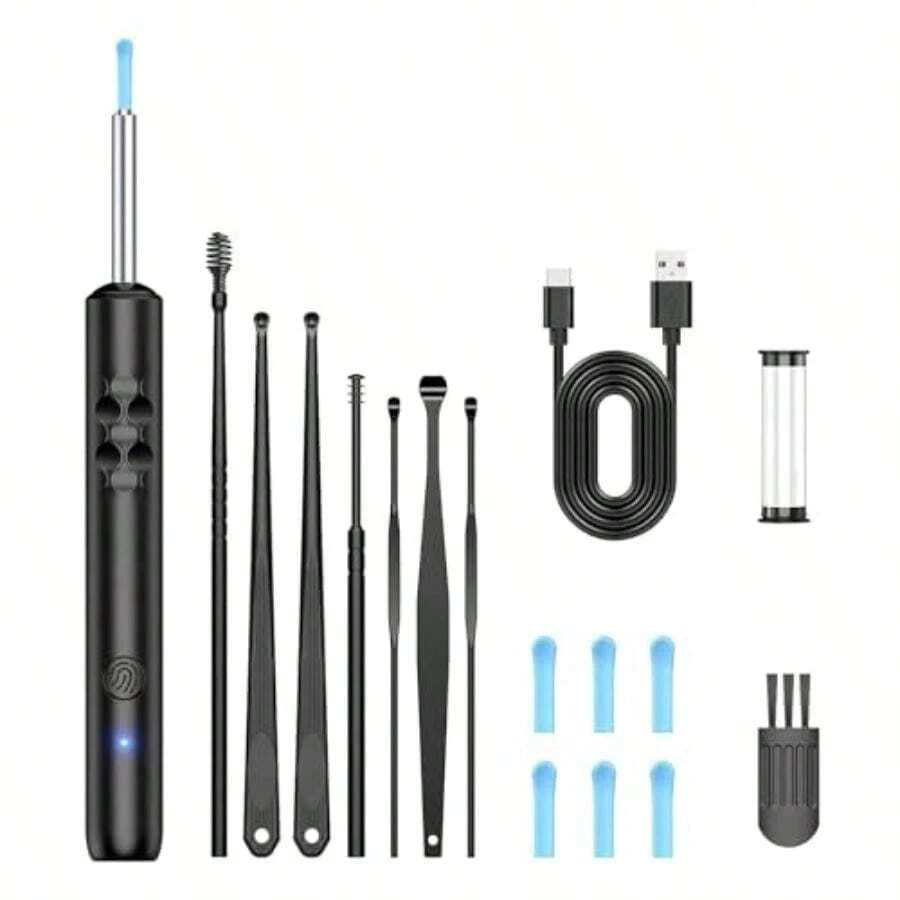 KKXY Smart Sual Eaer With 1296P HD Camera Scope 6 LED Ligs Wires Ear Removal Tool With Replacement Ts Of Rechargeable For IOS And Android S - Màu be - Xem 1