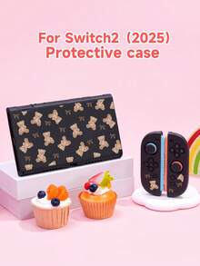 1个可爱小熊领结图案保护套，兼容Switch2 (2025)/Switch NS/Switch OLED/Switch Lite游戏机，新一代TPU软壳，Switch手柄保护套，防摔、防滑、防刮，Switch玩家的最佳礼物 - 彩色 - 查看 2