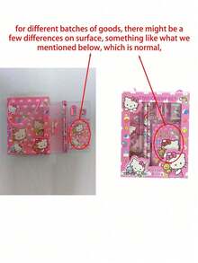 6pcs/Set Hello Kitty Cartoon Ruler, Pencil Sharpener, Eraser, Notebook Stationery Set, Creative Drawing & Office Supplies, Kitty Cat Stationery Gift Set (Some Accessories May Be Random) (Packaging Design Is Random) - Multicolor - View 9