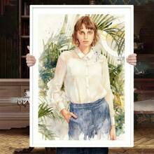 1幅定制水彩肖像画，根据照片创作，水彩照片艺术，周年纪念礼物，情侣礼物，订婚插画，情人节礼物 - 彩色 - 查看 8