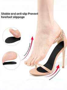 1 Pair Women's Sweat-Absorbent Anti-Slip Trimmable Breathable 3/4 Insole Shoe Pads - Black - View 5