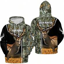 Customized Name Deer Hoodies Hunting Unisex Hoodies 3D All Over Printed Full Size S-5XL DS93002 Print For Men Women Him Her - 風格 - 查看 2