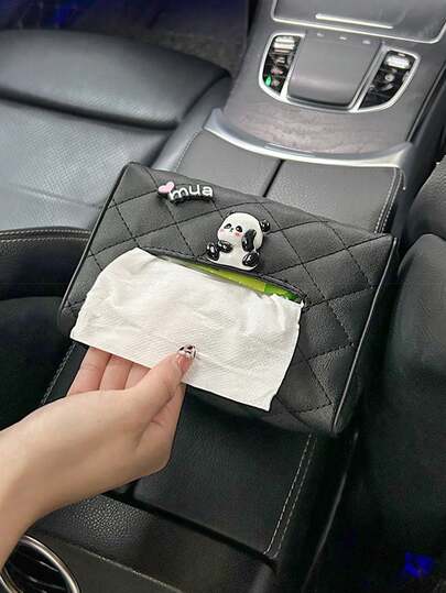 Multi Functional Car Leather Tissue Box, Multi-Functional Car Tissue Box, Creative Car Armrest Tissue Holder, Rear Seat Mounted Tissue Holder, Car Tissue Box Armrest Drawer Bag, Car Seat Back Hanging Type, Sun Visor Tissue Bag, Storage Car Interior Accessories, Zipper Style Tissue Design, Creative Gift, Simple And Elegant For Easy Storage