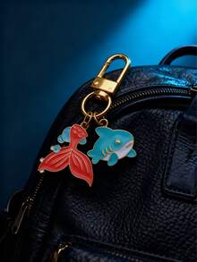 (Starting At 1 Unit) New Ocean Series Oil Dropping Beach Sea Star Turtle Mermaid Keychain Creative Backpack Car Charm