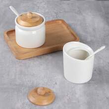 1 套 5 盎司调味罐，150 毫升陶瓷香料罐，带竹盖和勺子，厨房和餐厅调味品储存容器，家用调味料和香料盒，适用于辣椒粉、盐、糖、胡椒