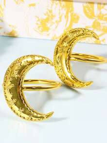 4pcs Metal Star & Moon Napkin Rings, Metallic Table Decor, Suitable For Eid, Ramadan, Islamic Parties, Banquets, Restaurants, Home Kitchens - Universal Holiday Decoration - Multicolor - View 7
