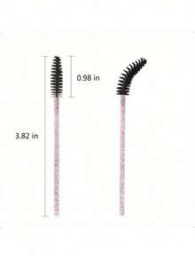 100PCS Crystal Pink Eyelash Brushes, Mascara Wands With Container, Bendable Disposable Eyebrow Spoolies, Lash Brush For Lash Extensions, Eyebrow Spoolie, Castor Oil Brushes - View 10