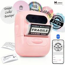 Marklife Makrlife 1pc (Pink) P50 Wirless Thermal Label Printer, Portable Wireless Home Label Maker, Barcode Label Printer For Mailing, Clothing Tag, Jewelry, Retail, Mailing, Gift For Home & Office, Compatible With Android, IOS, With 1roll 40*30mm Label, Christmas Gift / Xmas Gift / New Year 2026/Gift For Family / Year-End