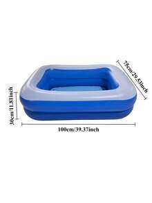 Piscină gonflabilă pentru copii și adulți, potrivită pentru copii mici, în aer liber, grădină, curte, petrecere acvatică de vară, piscină familială dreptunghiulară, albastră (3 opțiuni de dimensiune) - Piscină cu fund cu bule - Vizualizare 4