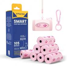 Pawview Stylish Dog Poop Bag Holder Set, 105 Lavender Scented Waste Bags, Extra Thick & Leak-Proof, Premium Material, Easy Pet Walking For Women & Pet Moms - 粉色 - 查看 9