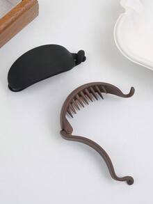 2pcs Minimalist Matte Banana Twist Clips, Hair Accessories For Short Hair, Transition Period Hair Clips, Ponytail Holders For Women, Claw Clips, Hair Slide, Hair Barrettes, Head Accessories, Hairpin - Multicolor - View 8